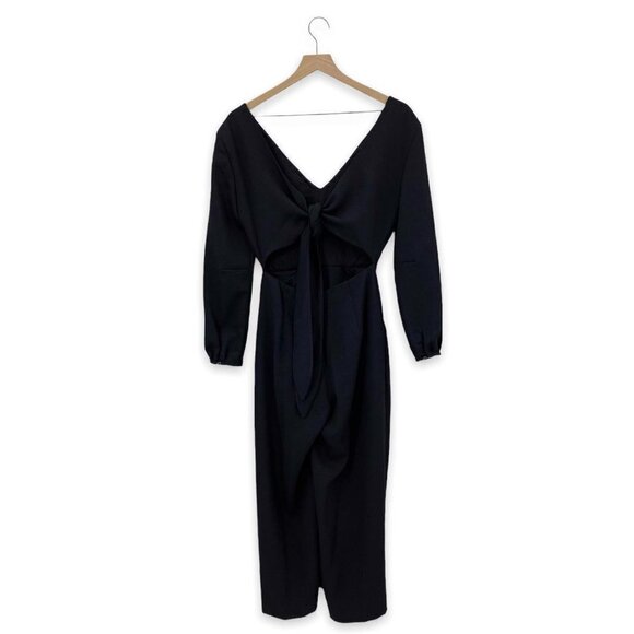 Aritzia Wilfred Black Écoulement Jumpsuit Long Sleeve Keyhole Tie Size 2 - Picture 6 of 12
